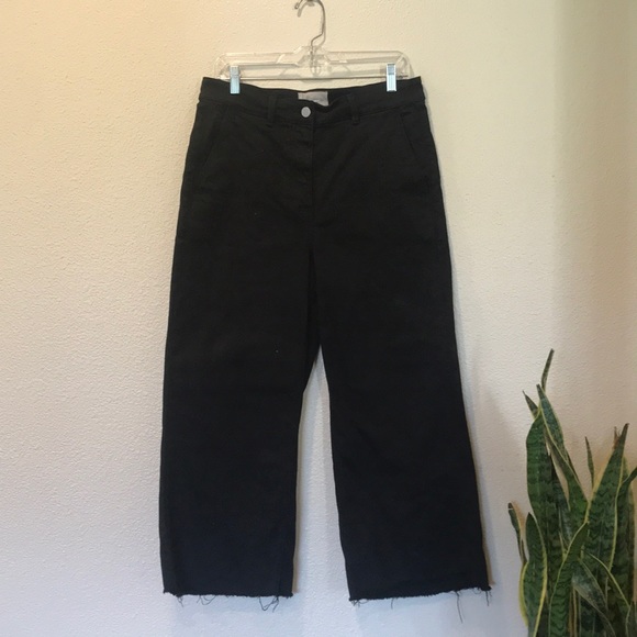 Everlane Wide Leg Crop Pants 12 Raw Hem Black - Picture 2 of 4